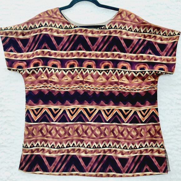 Unbranded Tops - Blouse Size L Reversible Tribal Rust Copper Festival Boho Global Fall Festival